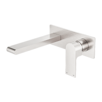 Nero Bianca Wall Basin/Bath Mixer 187mm Brushed Nickel