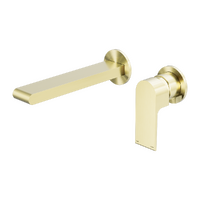 Nero Bianca Wall Basin/Bath Mixer Separate Back Plate 187mm Brushed Gold