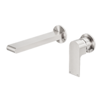 Nero Bianca Wall Basin/Bath Mixer Separate Back Plate 187mm Brushed Nickel