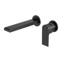 Nero Bianca Wall Basin/Bath Mixer Separate Back Plate 187mm Matte Black