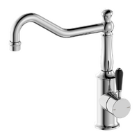 Nero York Kitchen Mixer Hook Spout With Black Porcelain Lever Chrome NR69210703CH