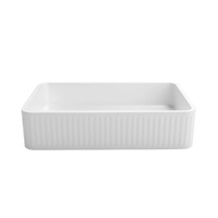 Otti Hudson OT5232CONW 520mm Square Concrete Fluted Above Counter White Basin