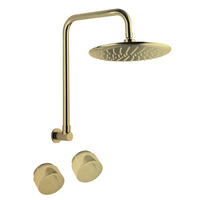 Linkware Loui 260mm Solid Brass Gooseneck Brushed Gold Shower Set