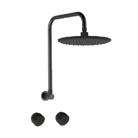 Linkware Loui 260mm Solid Brass Gooseneck Matte Black Shower Set