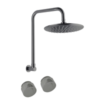 Linkware Loui 260mm Solid Brass Gooseneck Brushed Nickel Shower Set