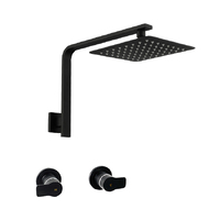 Linkware Liberty 200mm Bush Gooseneck Shower Set Chrome/Matte Black