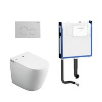 Lafeme Crawford Wall Faced Rimless Smart Toilet With Brushed Nickel Flush Plate