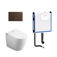 Lafeme Crawford Wall Faced Rimless Smart Toilet With Brushed Bronze Flush Plate