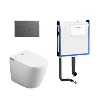 Lafeme Crawford Wall Faced Rimless Smart Toilet With Gun Metal Flush Plate