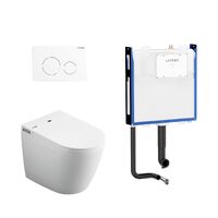 Lafeme Crawford Wall Faced Rimless Smart Toilet With Matte White Flush Plate
