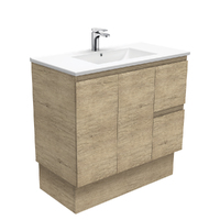 Fienza Scandi Oak 900mm Vanity with Dolce Ceramic Top Left Hand Drawers