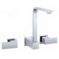 Fluire Cubo 1/4 Turn 3 Piece Wall Kitchen Laundry Set Chrome