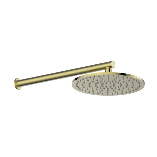 Greens Textura 250mm Single Function Overhead Wall Shower Brushed Brass