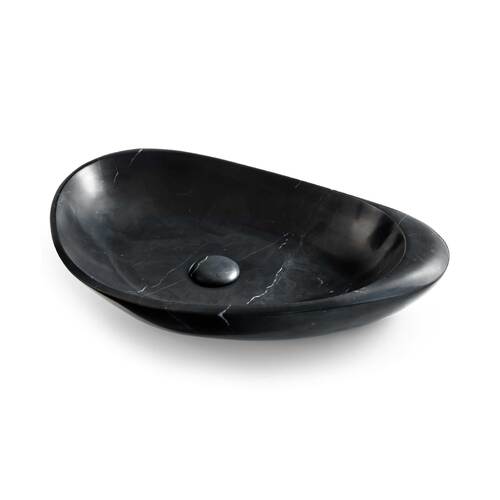 Seima Elasa Lithos 550mm Nero Marquina Marble Organic Basin Black