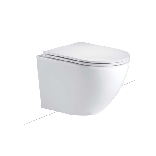 Seima Arko Toilet Wall Hung Rimless Pan With Flat Seat White Gloss