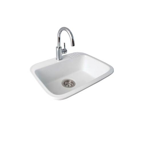 Seima Eva 600mm Ceramic Laundry Sink Inset Single Taphole White
