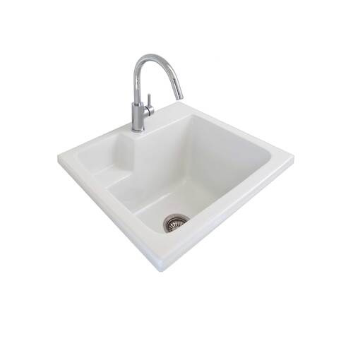 Seima Eva 600mm Ceramic Inset Without Overflow Laundry Sink White