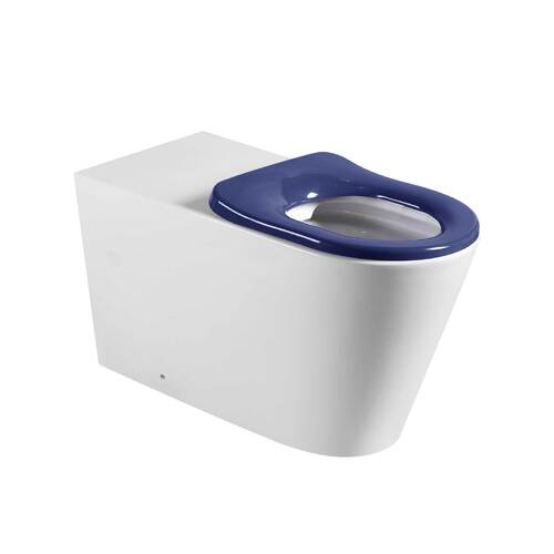 Seima Modia 800mm Care Floor Mount Rimless Toilet Pan With Blue Seat