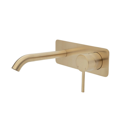 Fienza Kaya Wall Basin/Bath Mixer Set Soft Square Plate 160MM Outlet - Urban Brass