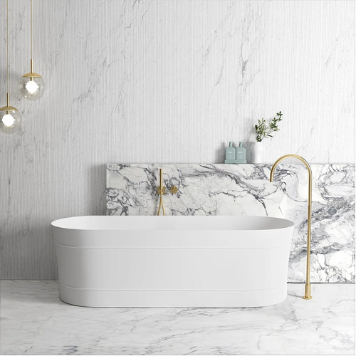 Otti Attica Bondi Freestanding Bath Tub With Overflow 1700mm Matte White