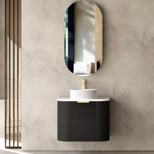 Otti Bondi BO600B 600mm Black Oak Curve Wall Hung Vanity Only