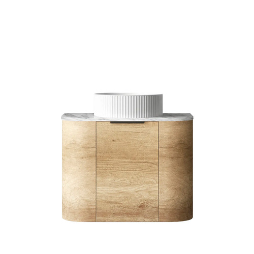 Otti Bondi 600mm Natural Oak Curve Vanity With Natural Carrara Marble Top