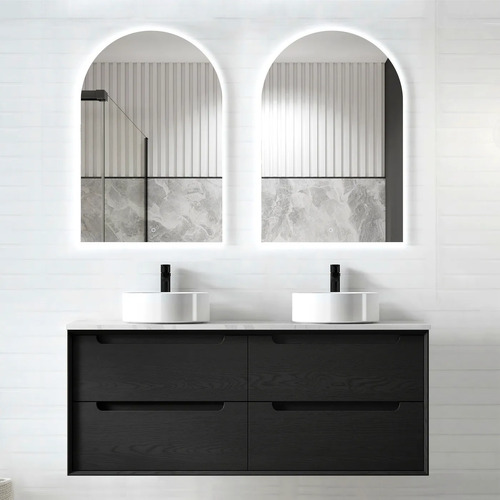 Otti Black Oak Byron 1200mm Double Bowl Wall Hung Vanity