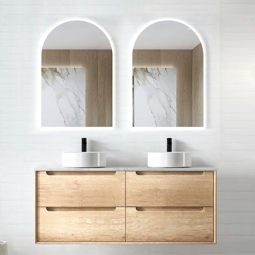 Otti Natural Oak Byron 1200mm Double Bowl Wall Hung Vanity