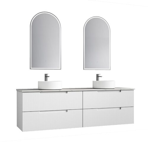 Aulic Verona 1800mm Wall Hung Vanity V Groove Matte White Finger Pull Cabinet