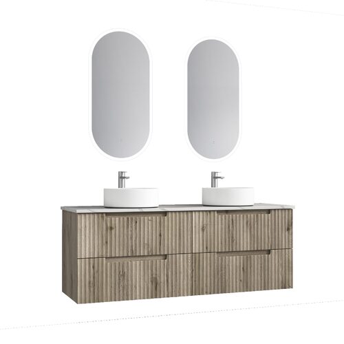 Aulic Tuscana 1500mm Wall Hung Vanity Wave Groove Finger Pull Cabinet Matt White