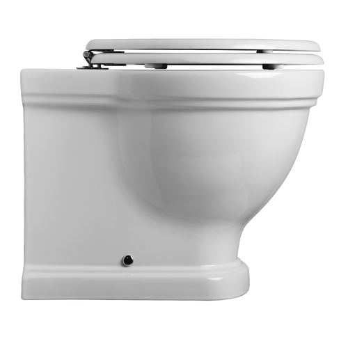 Claremont Floor Mounted Pan & Seat Inwall Cistern & Brushed S/Steel Button