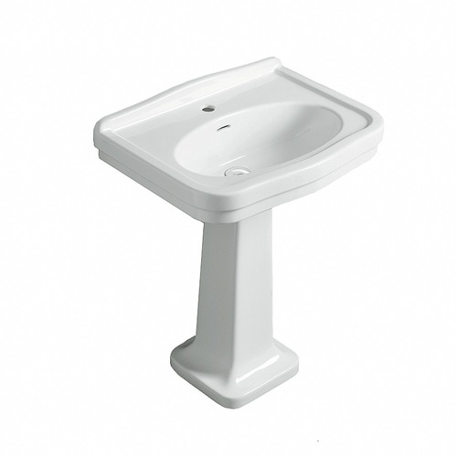 Turner Hastings CL682BP-1TH Claremont 68x51 Basin & Pedestal Gloss White