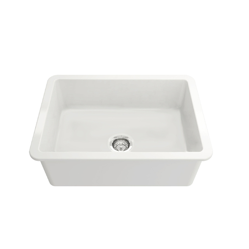 Cuisine 68x48 Inset Undermount Fine Fireclay Sink With Overflow White Gloss
