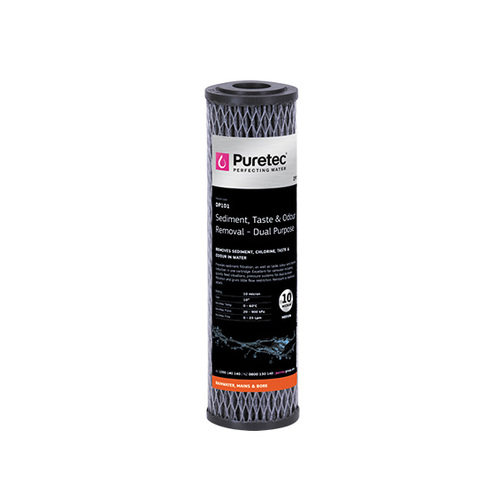 Puretec DP101 Dual Purpose Carbon Water Filter Cartridge 2.5"x10 10 Micron