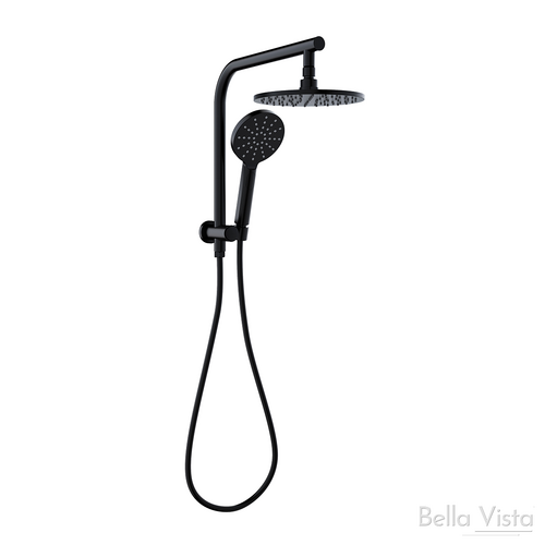 Bella Vista Round Short Twin Shower With Push Button Black