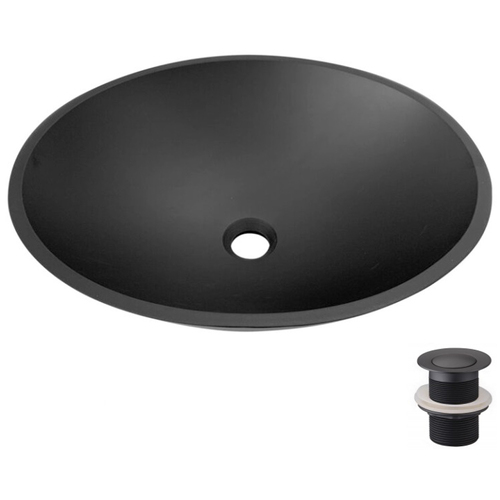 Fluire Tuxedo Above Counter Glass Basin Oval-Matte Black