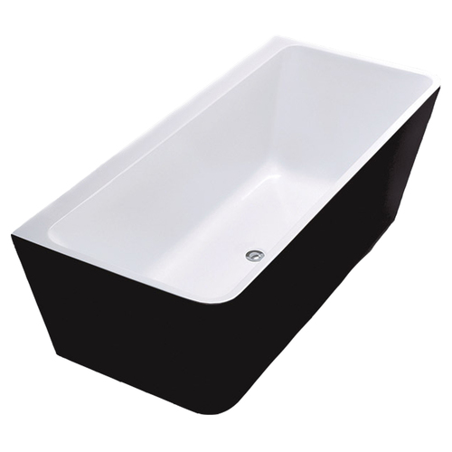 Florence 1500 mm Black & White Back To Wall Bath Tub