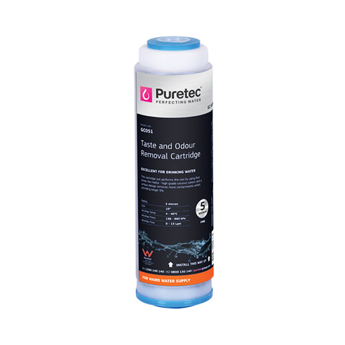 Puretec GC051 Granular Carbon Water Filter Cartridge 10 Inch 5 Micron