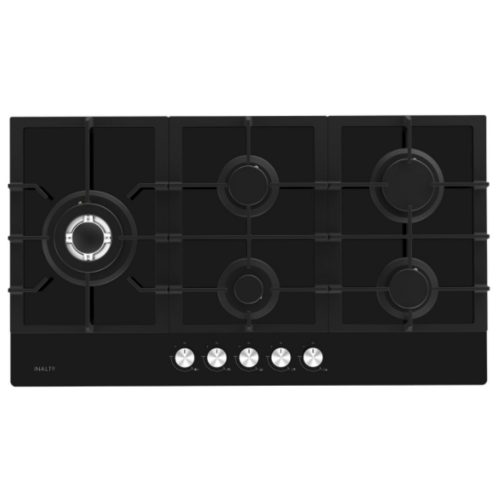 Inalto 900 mm  Gas on Black Glass Cooktop with Wok Burner