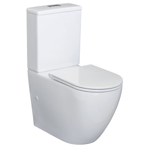 Fienza Alix Rimless Back To Wall Toilet Suite P-Trap Slim Seat White
