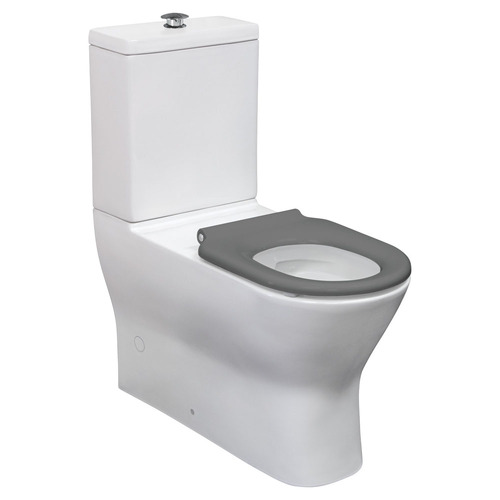 Fienza Delta Care Rimless Back To Wall P-Trap Toilet Suite With Grey Seat