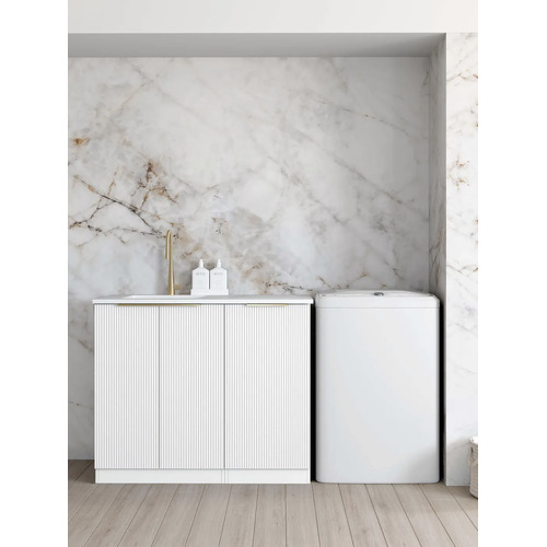 Otti Bondi 1060mm White Base Laundry Cabinet With Sink And Pure White Top