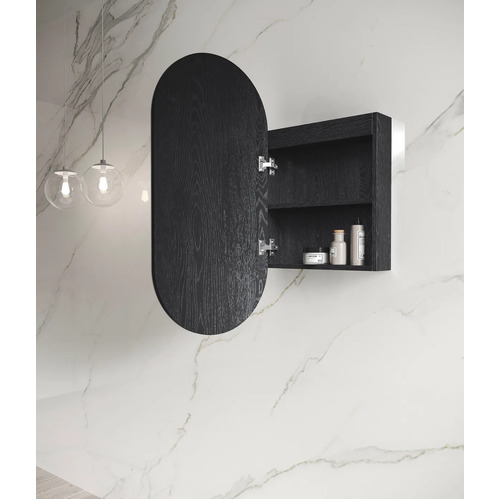 Otti Noosa LED-SOV9045B 900mm LED Oval Shape Shaving Cabinet Black Oak