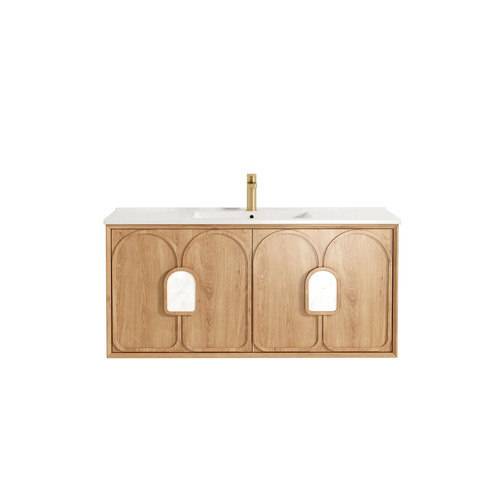Otti Laguna Mark II 1200mm Woodland Oak Vanity With Under Mount Natural Carrara Marble Top