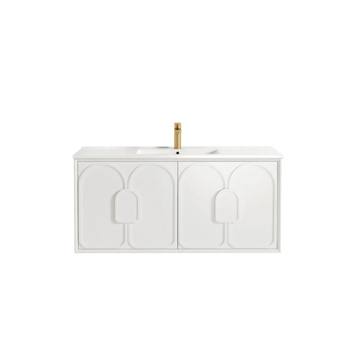 Otti Laguna 1200mm Matte White Wall Vanity With Slimline Ceramic Gloss White Top