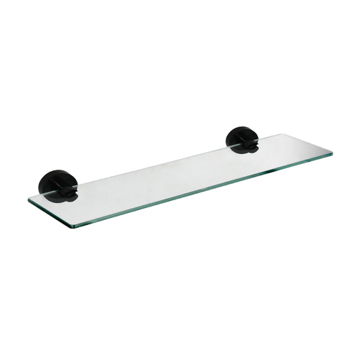 Linkware Loui LR4003BK 480mm Glass Shelf Adjustable Brackets Matte Black