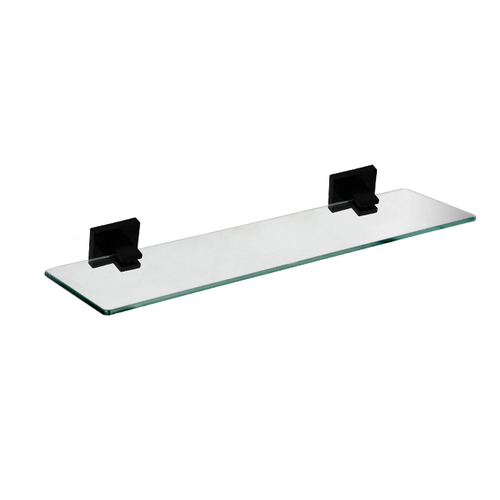 Linkware Lauren LR6003BK Project Wall Mounted Solid Glass Shelf Matte Black