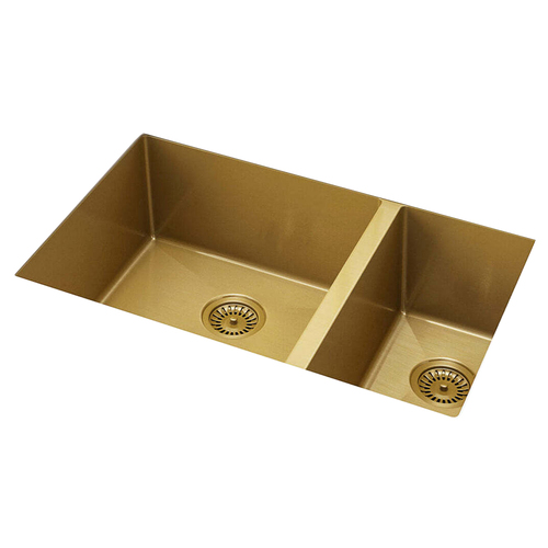 Meir 670x440mm One and Half Bowl Kitchen Sink - Brushed Bronze Gold