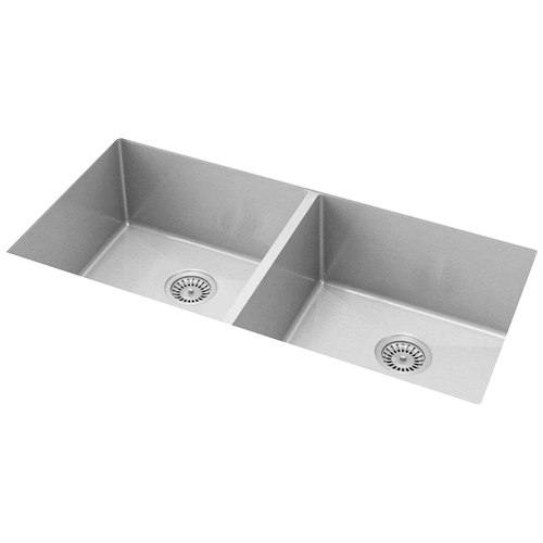 Meir 860x440 mm Double Bowl Kitchen Sink - PVD Brushed Nickel