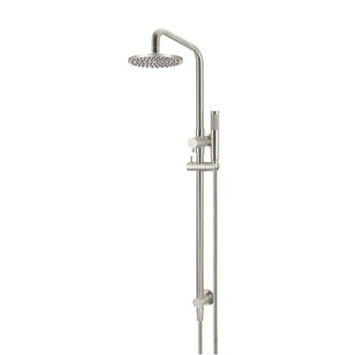 Meir Round 200 mm Rose Combination Shower Rail with Single Function Hand Shower - PVD Brushed Nickel